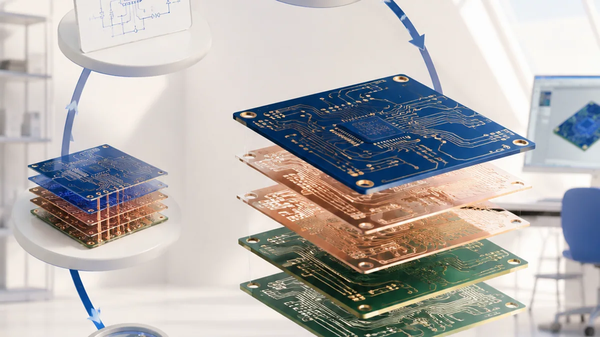 Three-dimensional PCB workflow from schematic and footprints to routed copper layers and assembled board