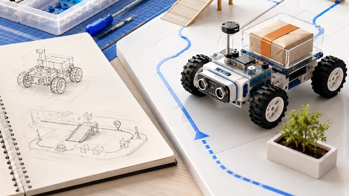 Visual concept for the design a campus delivery rover challenge