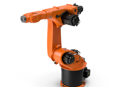 Orange industrial robot arm